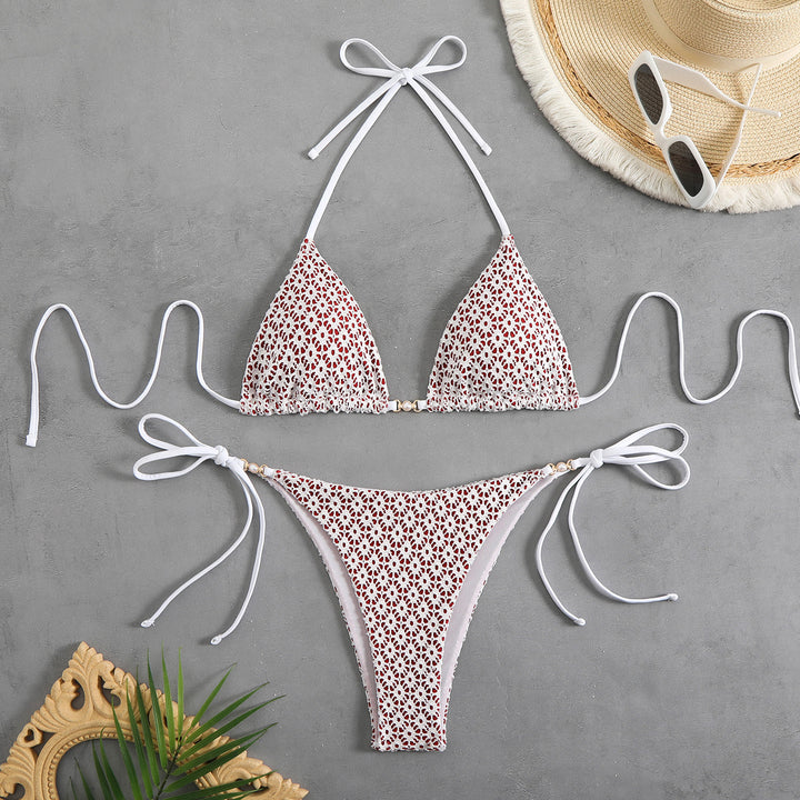 Damen Triangel-Bikini-Set mit verspielten Rüschendetails Drune