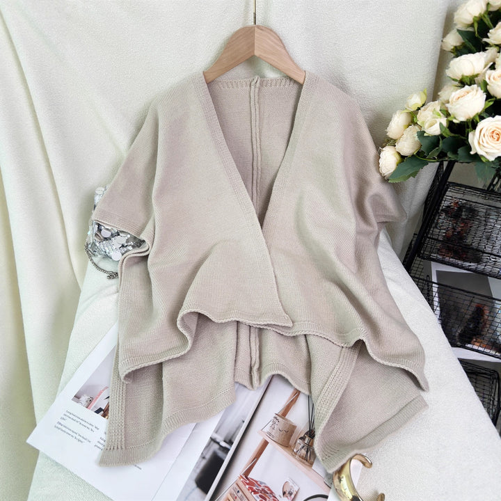 Damen vielseitige Strickjacke mit asymmetrischem Schnitt und tiefem V-Ausschnitt Drune