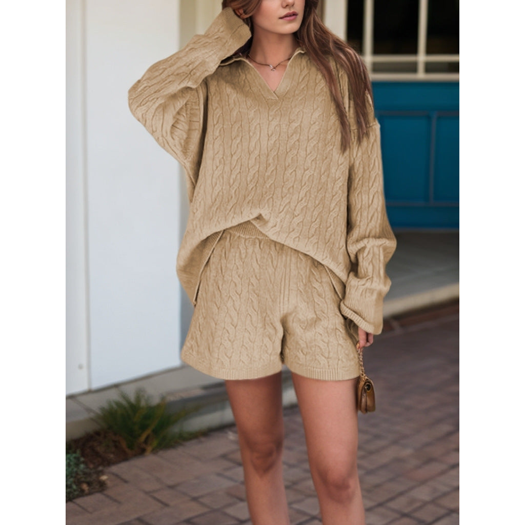 Damen bequeme Strickoberteil mit lässigem Schnitt und hochwertigen Details Drune