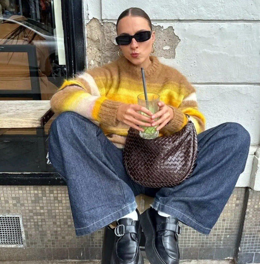 Damen Grobstrick Pullover mit lässiger Passform und oversized Schnitt Drune