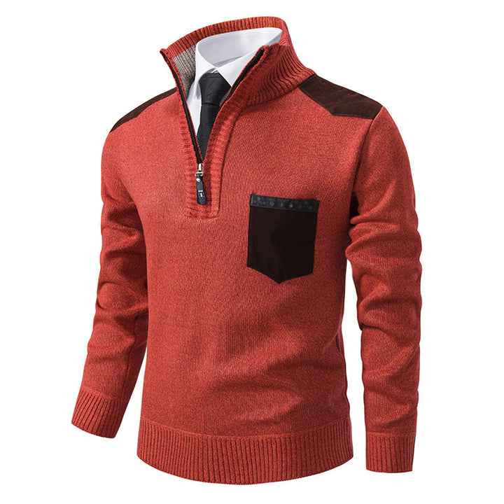 Herren lässiger Pullover mit halbem Reißverschluss und modernem Kragen Drune