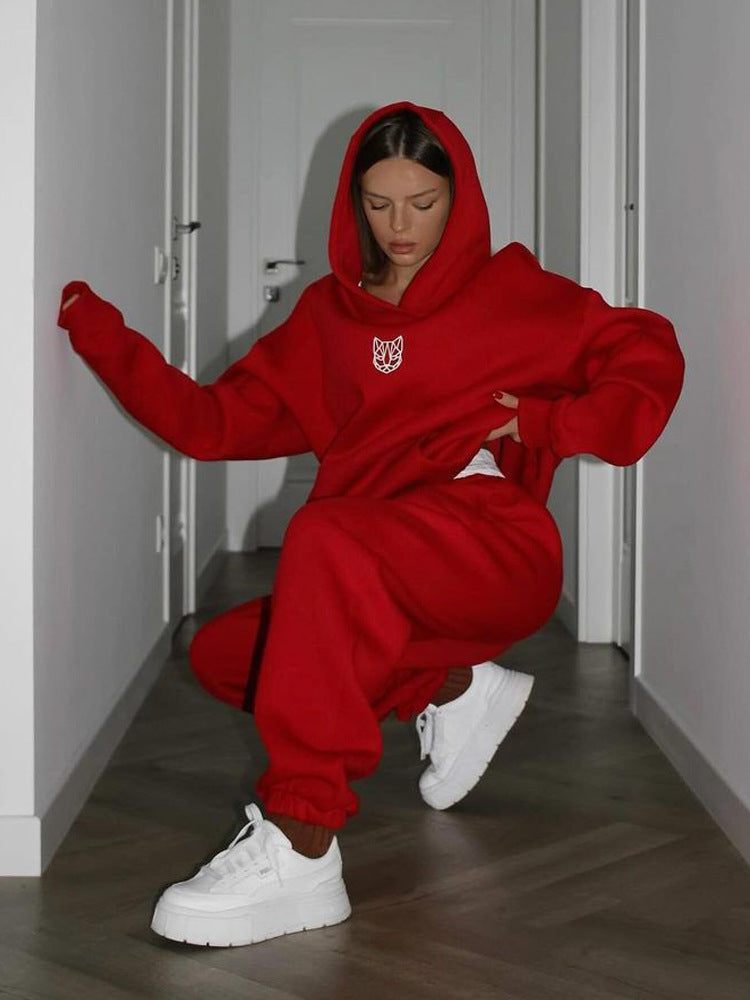 Damen Oversized Hoodie mit regulärem Bund und lässigen Hosen Drune
