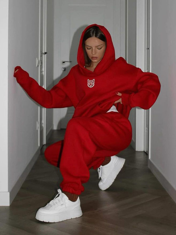 Damen Oversized Hoodie mit regulärem Bund und lässigen Hosen Drune
