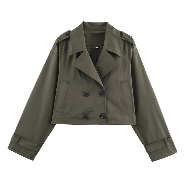 Damen modische cropped Trenchjacke Drune