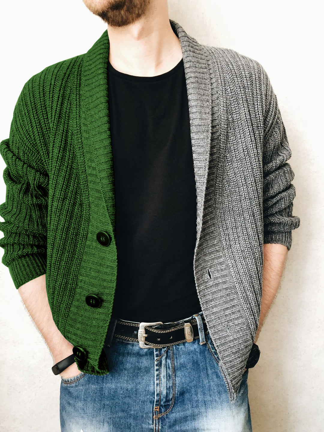 Herren Strickjacke mit strukturierter Oberfläche und modernen Knöpfen Drune