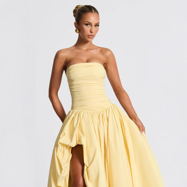 Damen Abendkleid mit figurbetontem Oberteil und asymmetrischem Rock Drune