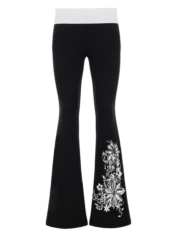 Damen Flared-Leggings mit floralem Druck und Hohem Bund Drune
