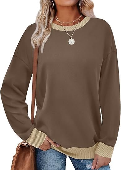 Damen Bequemer Pullover mit Kontrastbündchen Drune