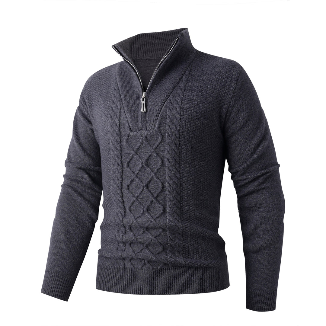 Herren Eleganter Strickpullover mit hohem Kragen und Reißverschluss Drune