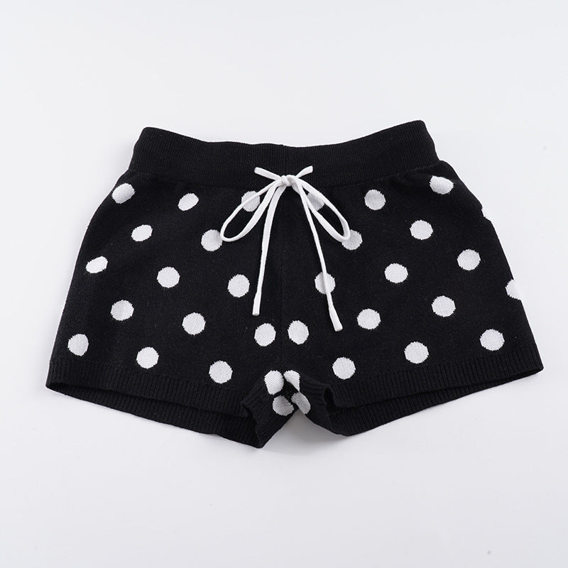 Damen Sportliche Kurze Hose mit gepunktetem Design und verstellbarem Bund Drune