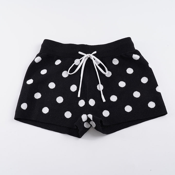 Damen Sportliche Kurze Hose mit gepunktetem Design und verstellbarem Bund Drune