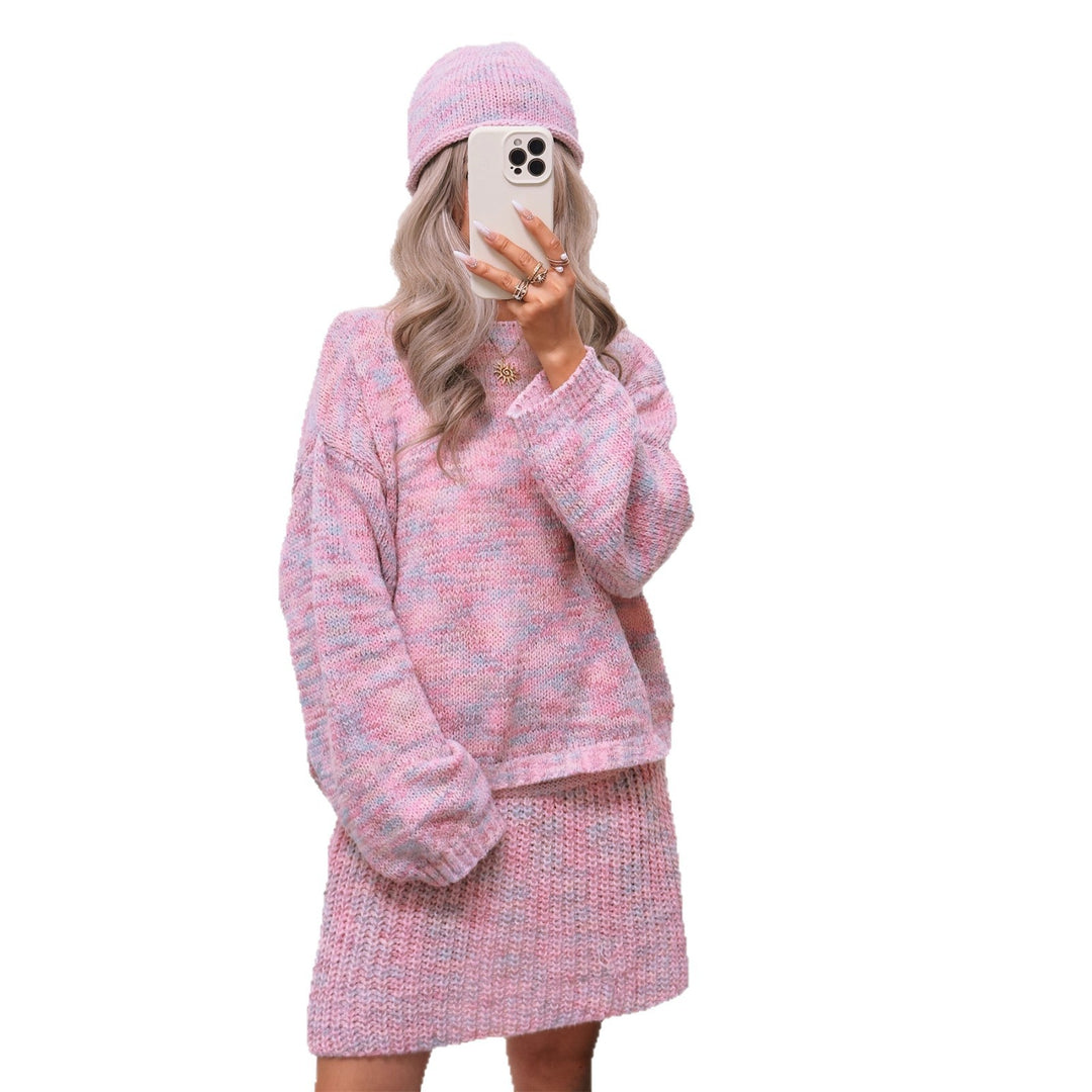 Damen lässiger Strickpullover mit modischem Schnitt und weitem Kragen Drune