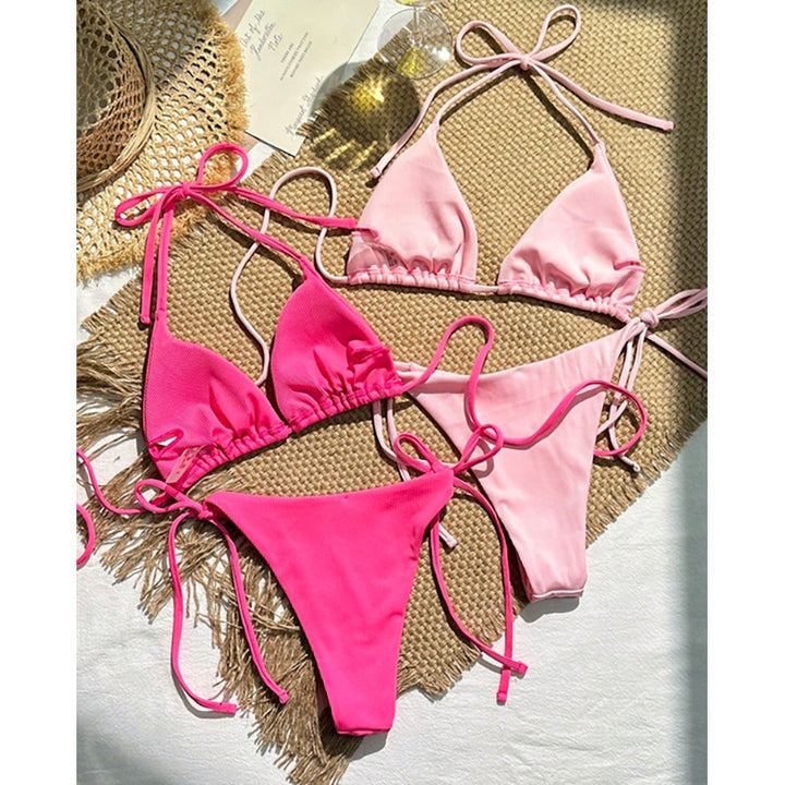 Damen Triangel-Bikini mit modischen Bindebändern Drune