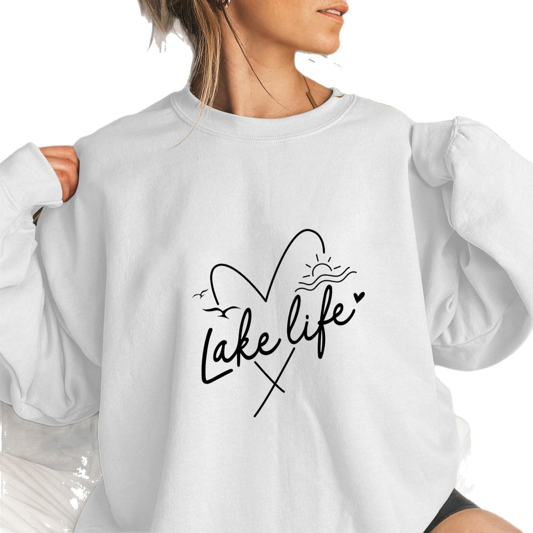 Damen Sweatshirt mit verkürzten Ärmeln und Herzmotiv Drune