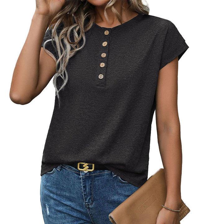 Damen T-Shirt mit Knopfleiste und lässigem Schnitt Drune