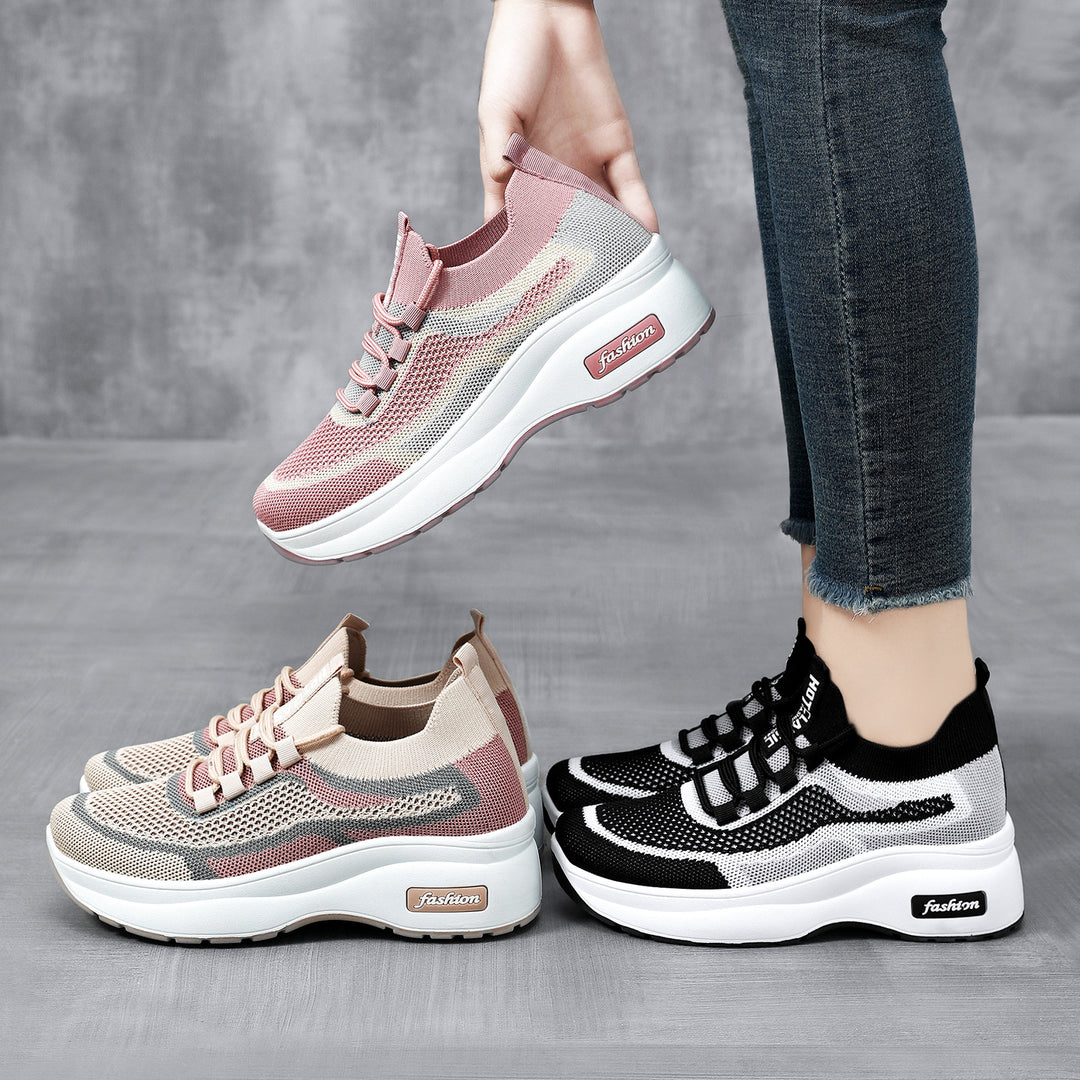Damen nan gestrickter Sockensneaker mit ergonomischer Komfortsohle und dämpfender Plateauzwischensohle Drune