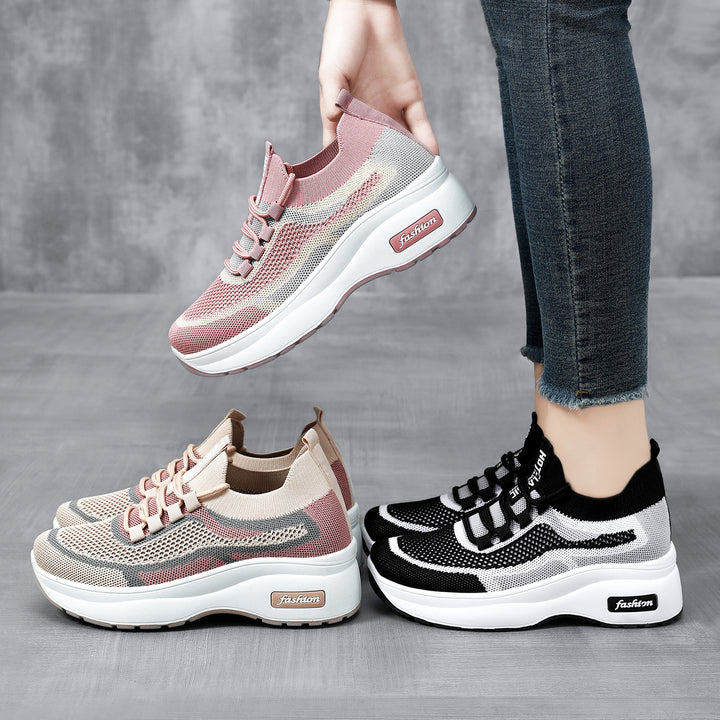 Damen nan gestrickter Sockensneaker mit ergonomischer Komfortsohle und dämpfender Plateauzwischensohle Drune