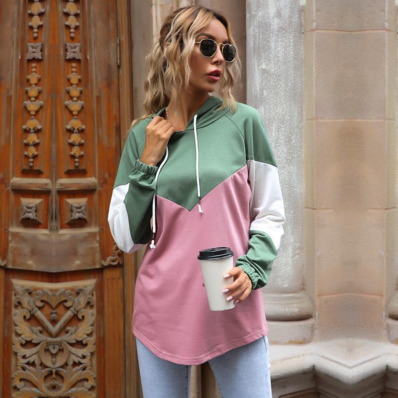 Damen lässiger Kapuzenpullover mit modernem Farbblockdesign Drune