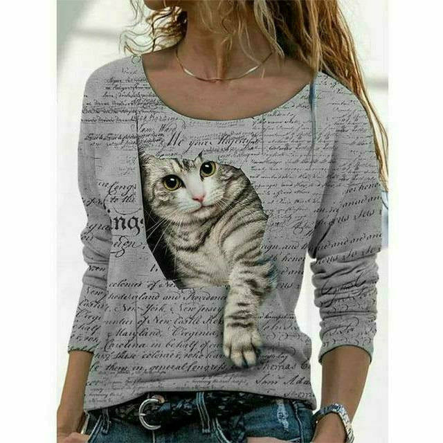Drune | Modernes T-Shirt mit Katzenprint
