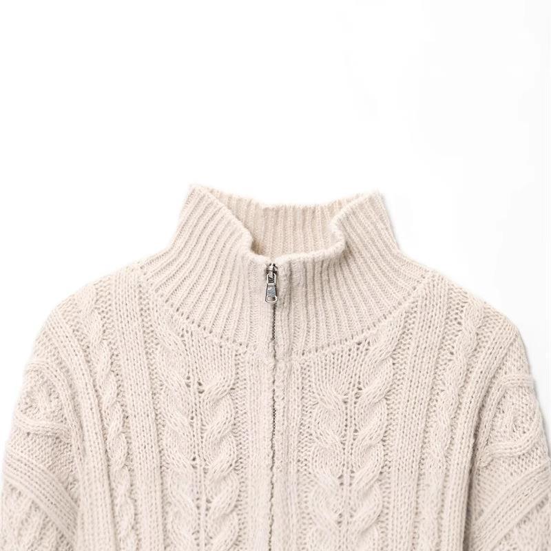 Damen Strickjacke mit hohem Kragen und Reißverschluss Drune