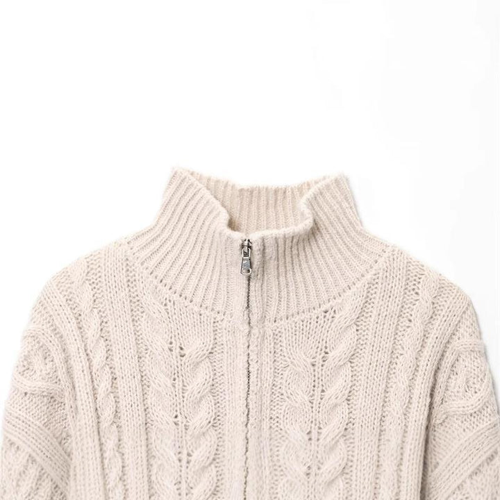 Damen Strickjacke mit hohem Kragen und Reißverschluss Drune