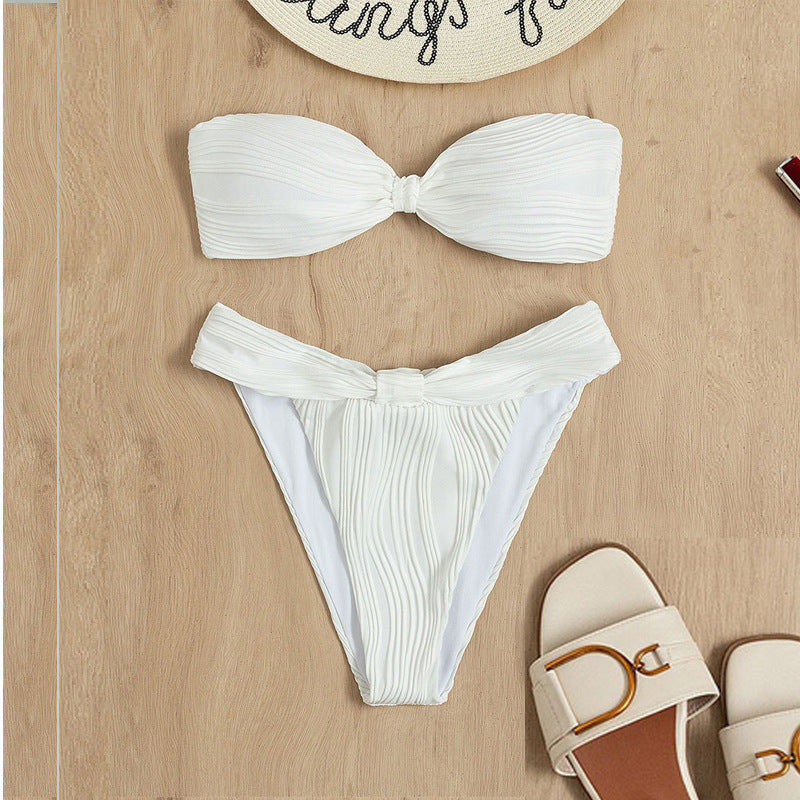 Damen Bandeau-Bikini mit dekorativem Wickeldetail Drune