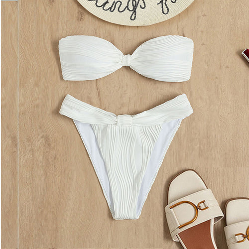 Damen Bandeau-Bikini mit dekorativem Wickeldetail Drune