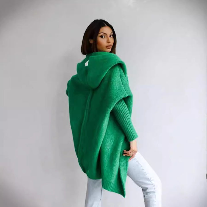 Damen Kuschelige Strickjacke mit Kapuze Drune