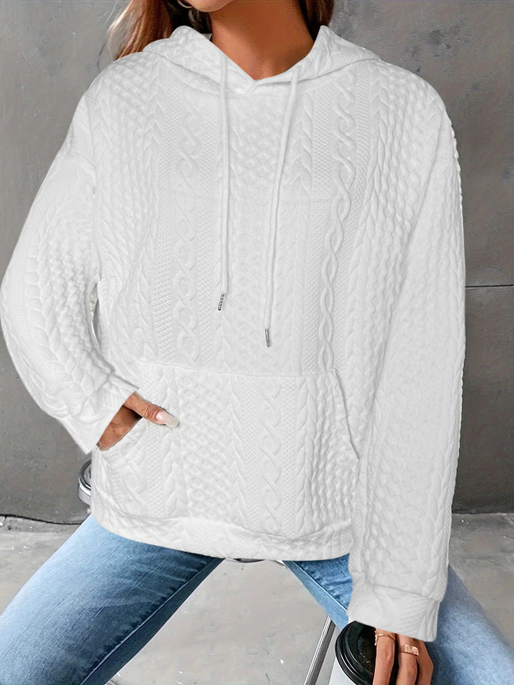 Damen Kuscheliger Strickpullover mit Kapuze und Details im Waffelmuster Drune