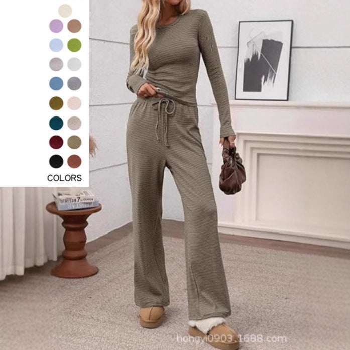 Damen lässiges Longsleeve Freizeit-Set mit weitem Schnitt Drune