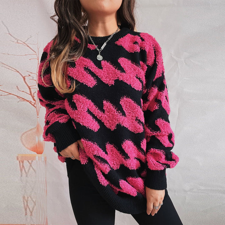 Damen modischer Pullover mit strukturiertem Wellenmuster und übergroßen Ärmeln Drune