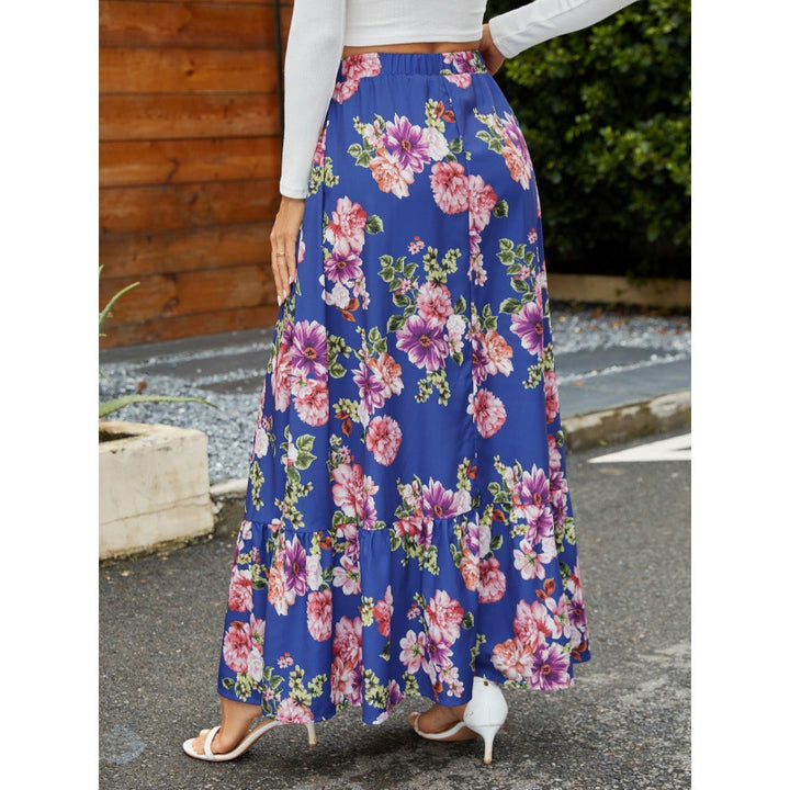 Damen Floral Maxi Rock Drune