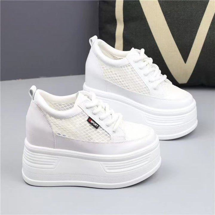 Damen Plateau Sneakers mit atmungsaktivem Netzdesign und rutschfester Sohle Drune