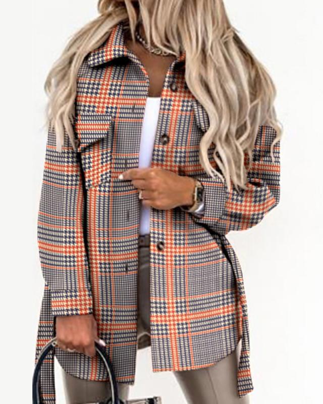 Damen Karo-OverShirtjacke mit leichtem Schnitt und praktischen Taschen Drune