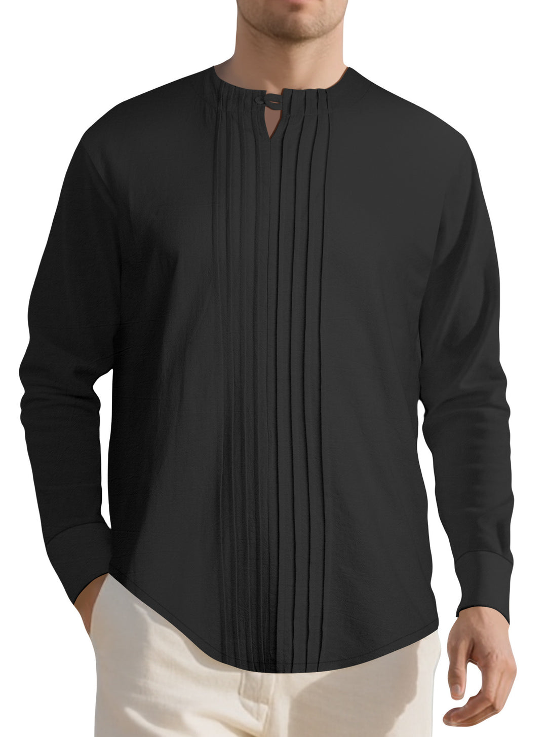 Herren Elegantes Langarmhemd mit strukturiertem Design Drune