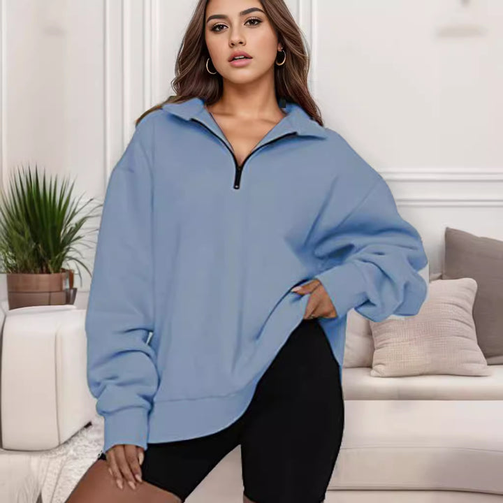 Damen Oversized Sweatshirt mit Stehkragen Drune