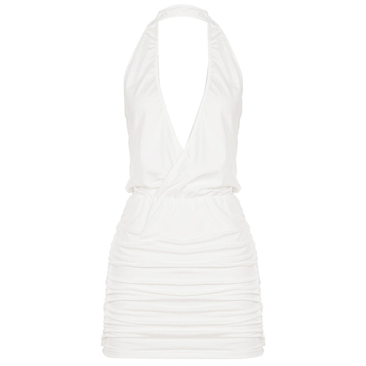 Damen Wickelkleid mit tiefem V-Ausschnitt und raffinierten Rüschen Drune