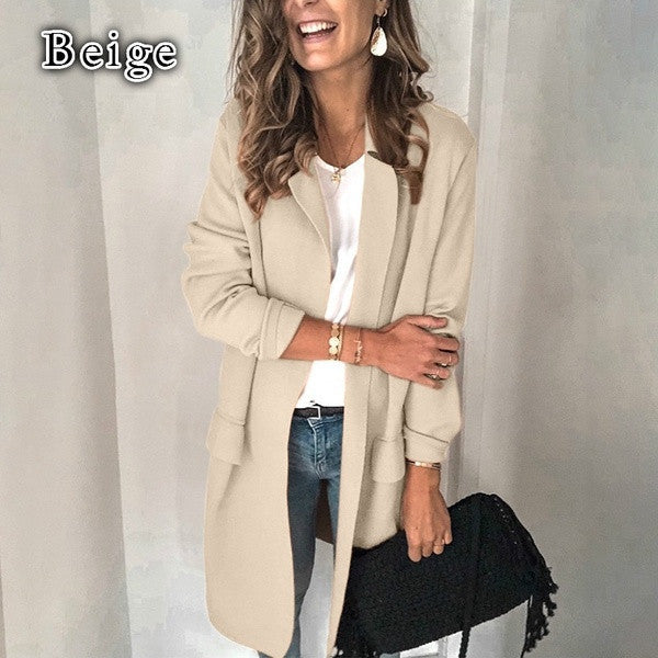 Damen eleganter Trenchcoat mit praktischen Taschen und lockerem Schnitt Drune