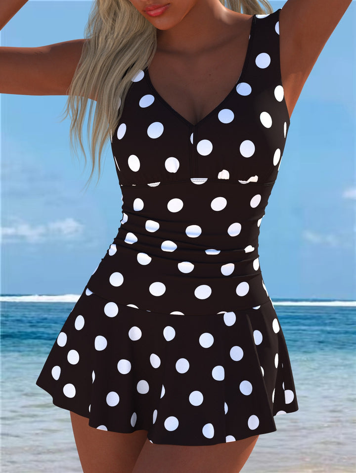 Damen Schwimmdress mit volanthaftem Saum und lebhaftem Muster Drune