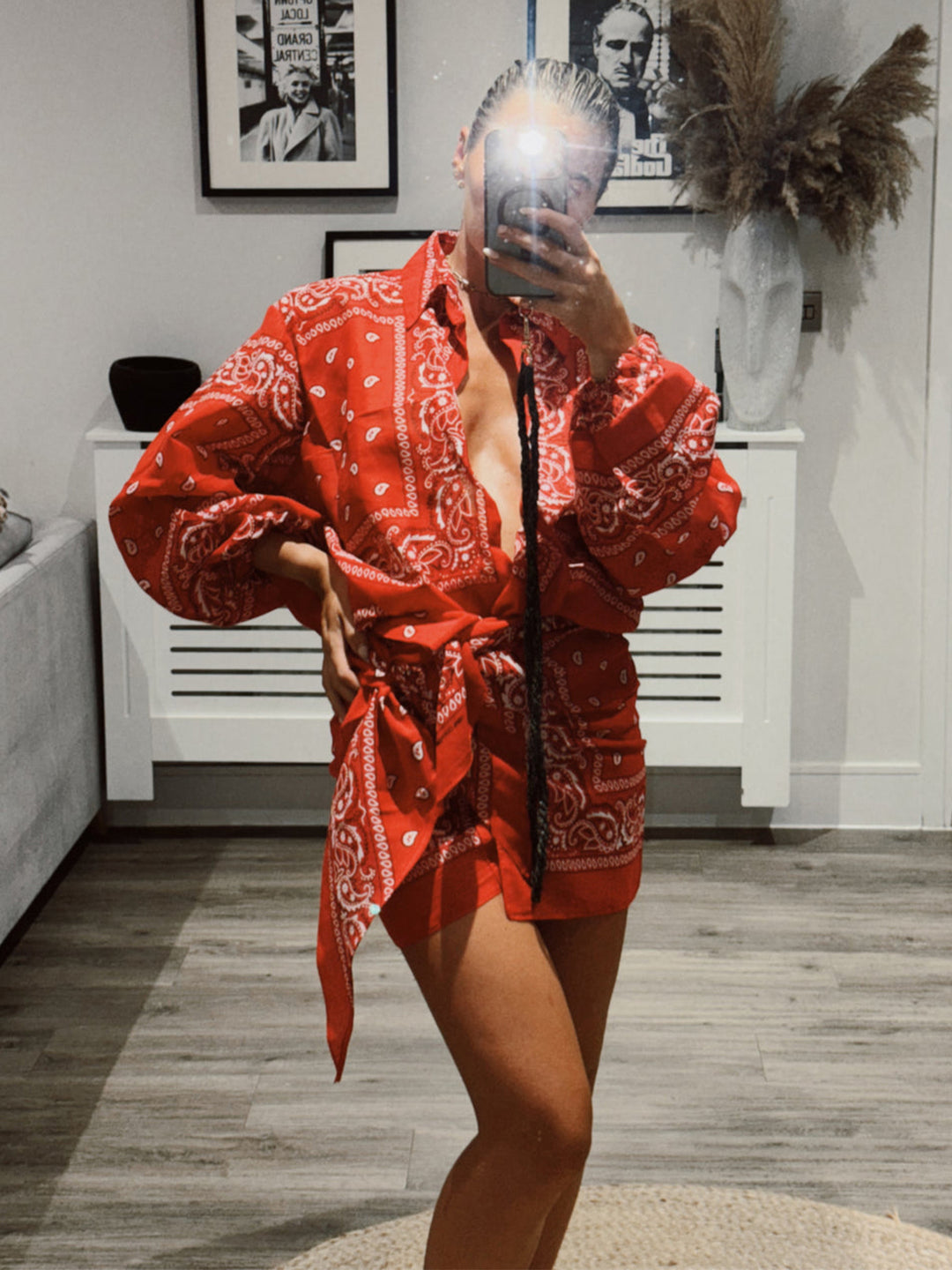 Damen Kimono-Jacke mit eleganter Bandana-Optik und taillierbarem Design Drune
