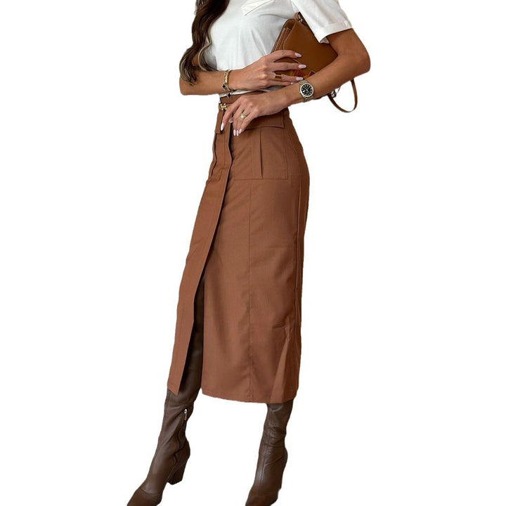 Damen Midi-Rock mit hohem Schnitt und praktischen Taschen Drune