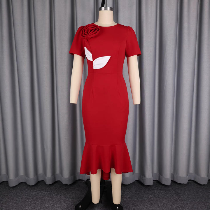 Damen Elegantes Kleid mit floralen Applikationen Drune