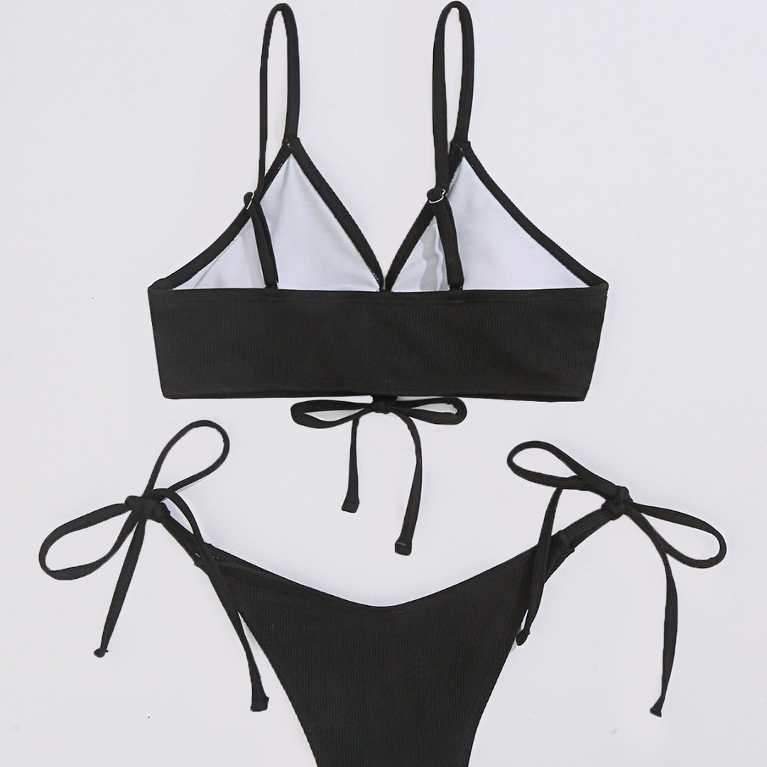 Damen Triangel-Bikini mit verstellbaren Trägern und raffiniertem Knoten Drune