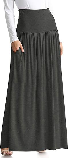Damen Maxi-Rock mit elastischem Bund und Taschen Drune