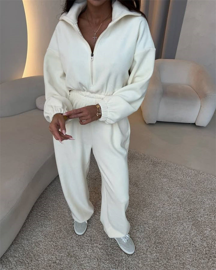 Damen Fleece-Jumpsuit mit Reißverschluss und elastischem Bund Drune