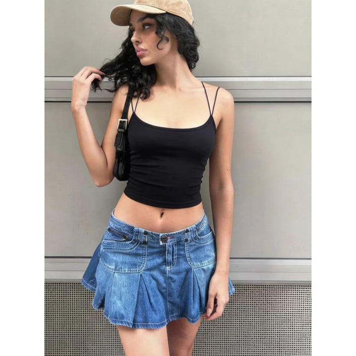 Damen Sexy Spaghetti-Trägertop mit minimalistischen Design und figurbetontem Schnitt Drune
