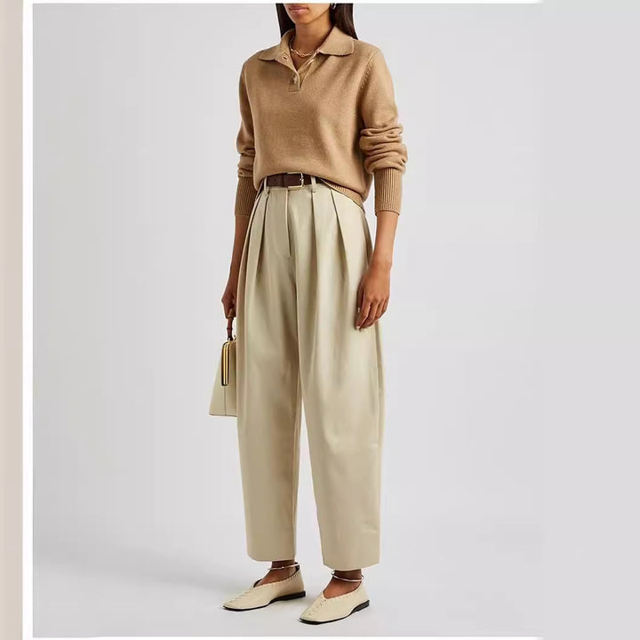 Damen elegante und weit geschnittene Hochbundhose Drune