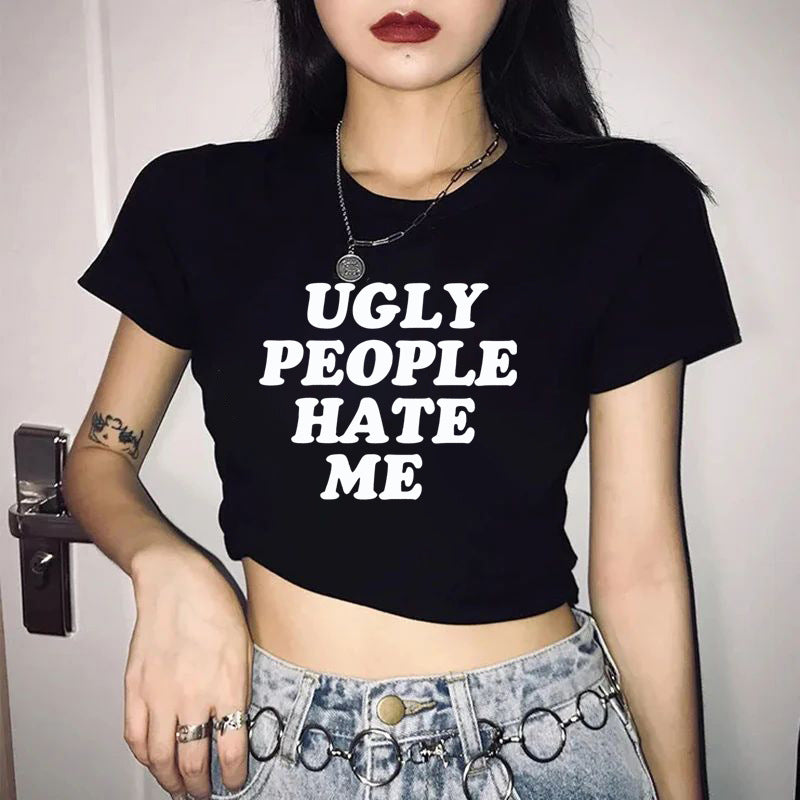 Damen Crop-T-Shirt mit verspieltem Kirschmotiv und elegantem Schleifenprint Drune
