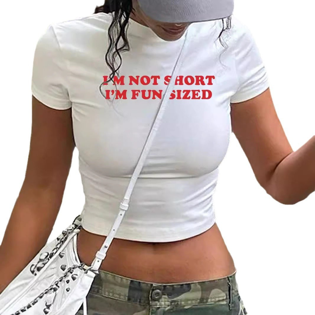 Damen Crop-T-Shirt mit künstlerischem Lippenmotiv und kreativem Druck Drune