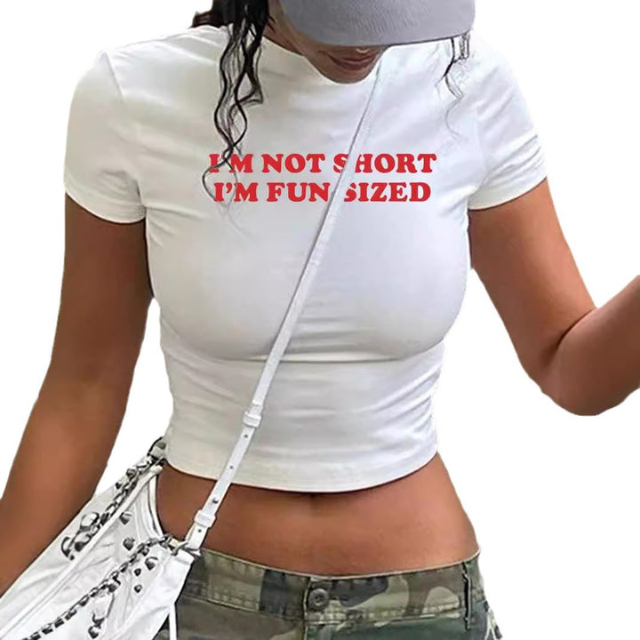 Damen Crop-T-Shirt mit künstlerischem Lippenmotiv und kreativem Druck Drune
